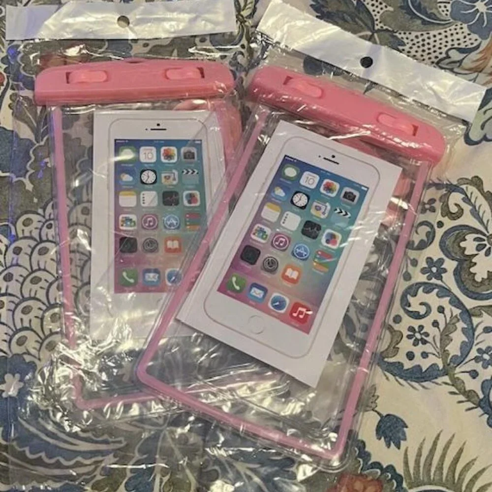 New Iphone Waterproof Cover w/ Strap Set of 2 Pink
